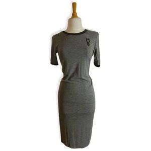 TOPSHOP Dark Gray Knit Bodycon Midi Dress | Baseball